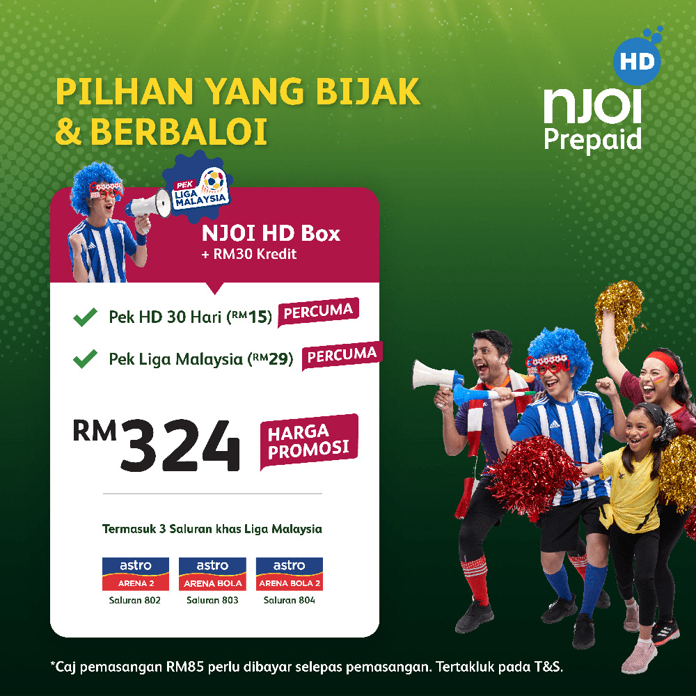 NJOI HD Box With Liga Malaysia And NJOI Prepaid Credits FREE 30 Days