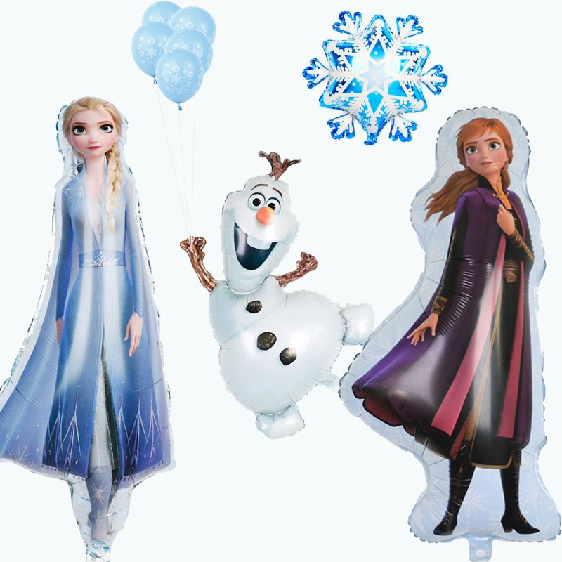 Frozen Balloon Foil Anna Elsa Olaf 2 Snowflakes Christmas Day Helium