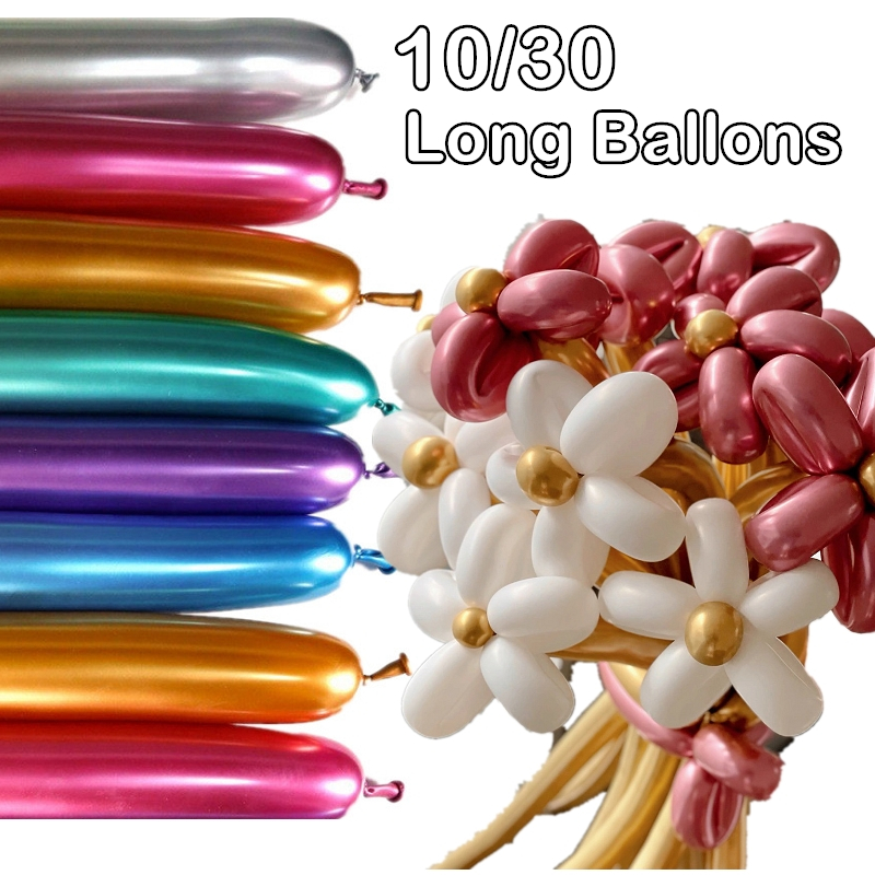 30pcs Long Balloon Chrome Latex Metallic Magic Shape Modelling Bouquet