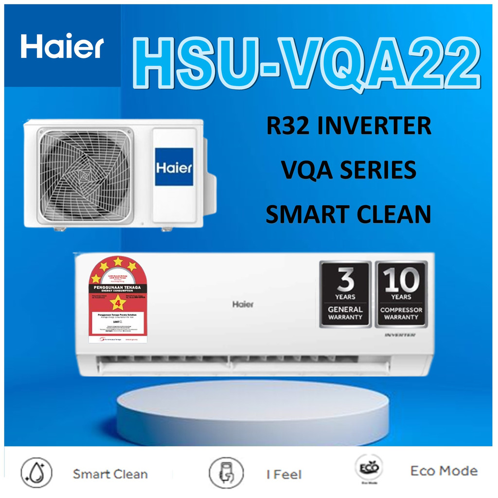 Haier Air Conditioner R Inverter Hsu Vqa Series Smart Clean Hp