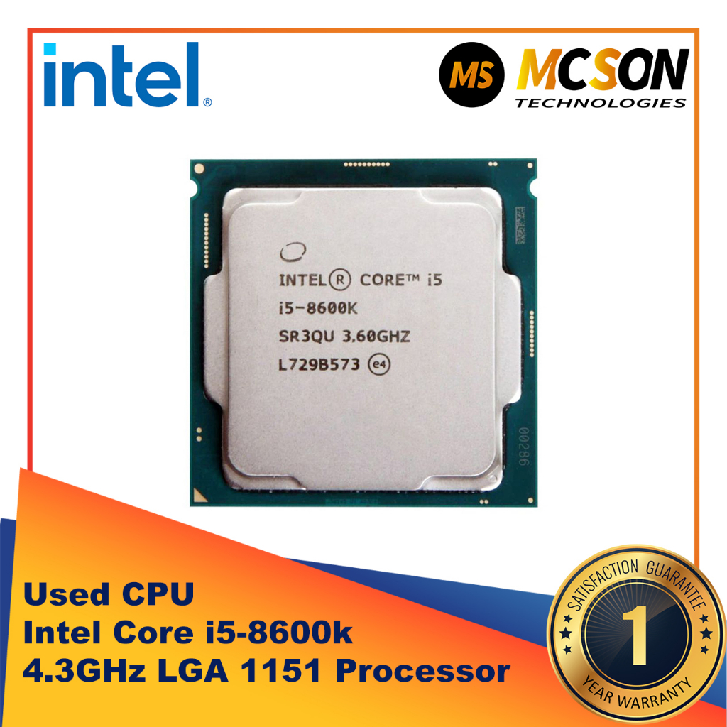 Intel Core I5 8600K 4 3GHz LGA 1151 CPU Processor Used Refurbished