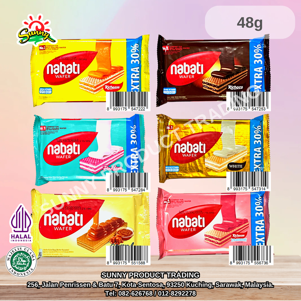 48 1g Nabati Cream Wafer Assorted Cheese Chocolate Vanilla Pink Lava