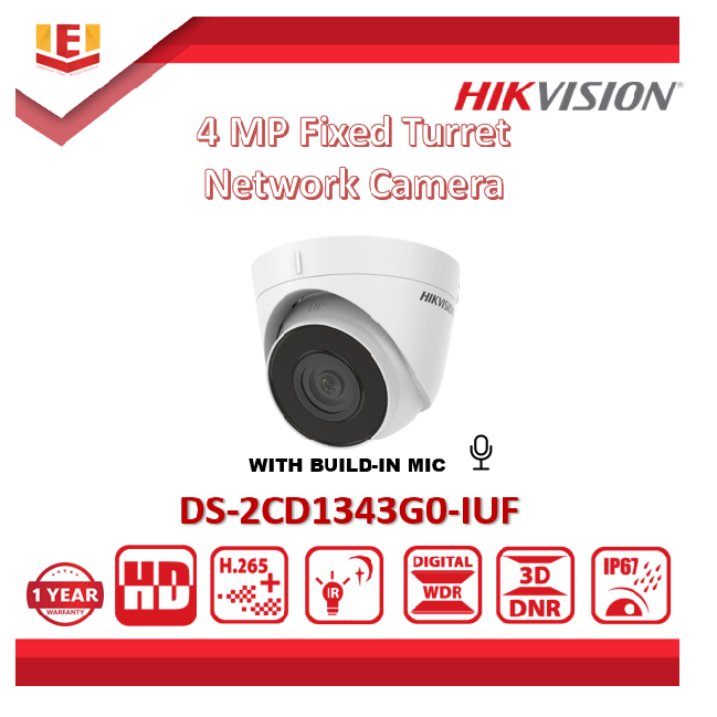 Hikvision Ds Cd G Iuf Mp Build In Mic Fixed Turret Network Camera