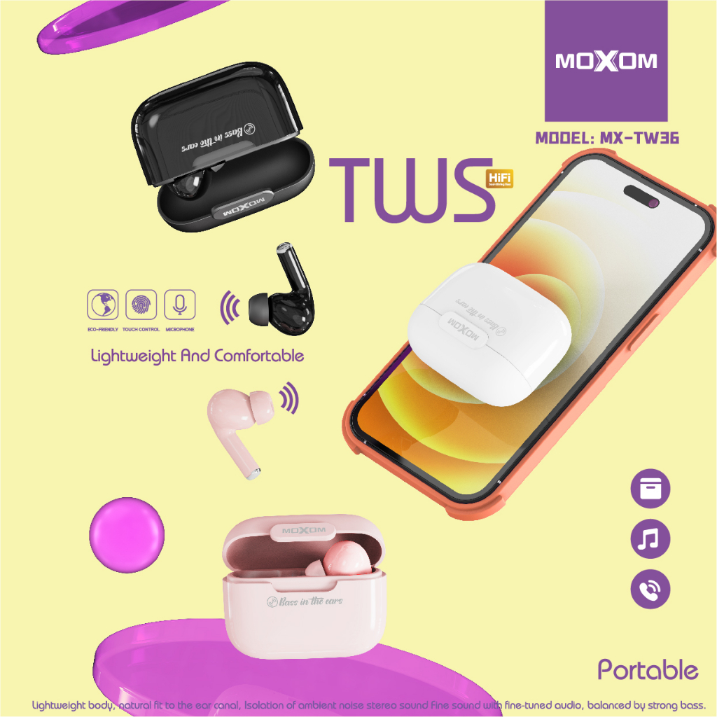 Moxom Mx Tw Tws Truly Wireless Bluetooth Earbuds Earphone Hifi Smart