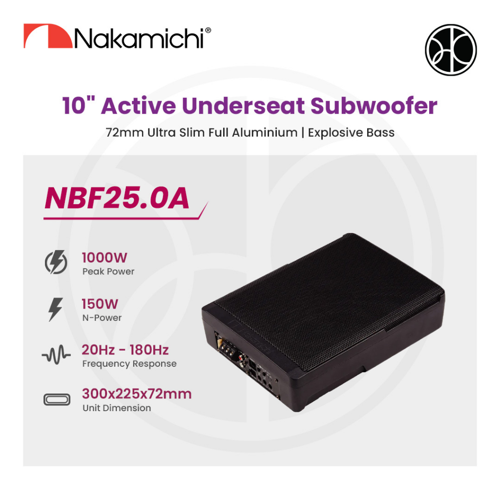 Nakamichi NBF25 0A 10 Full Aluminum Active Underseat Subwoofer