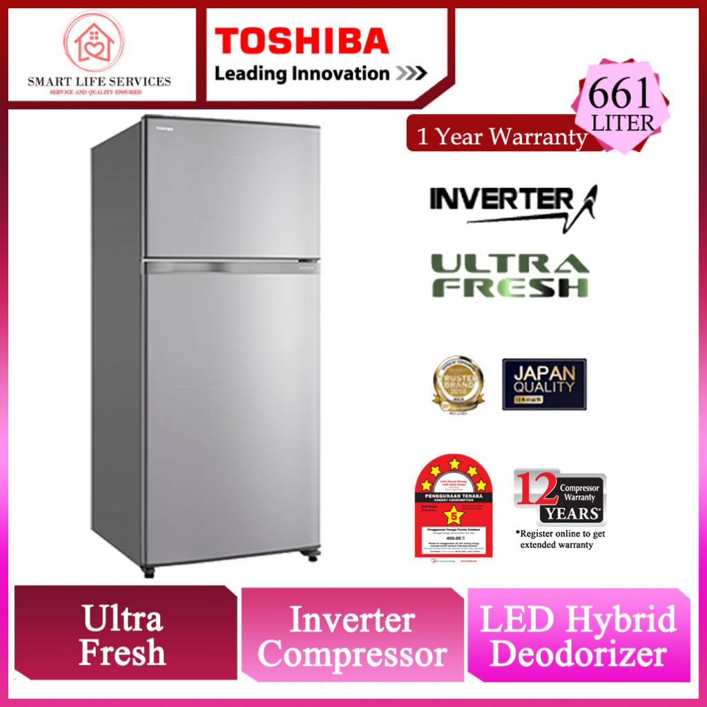 Toshiba Fridge 661L GR AG66MA XK GG S Inverter 2 Doors Refrigerator