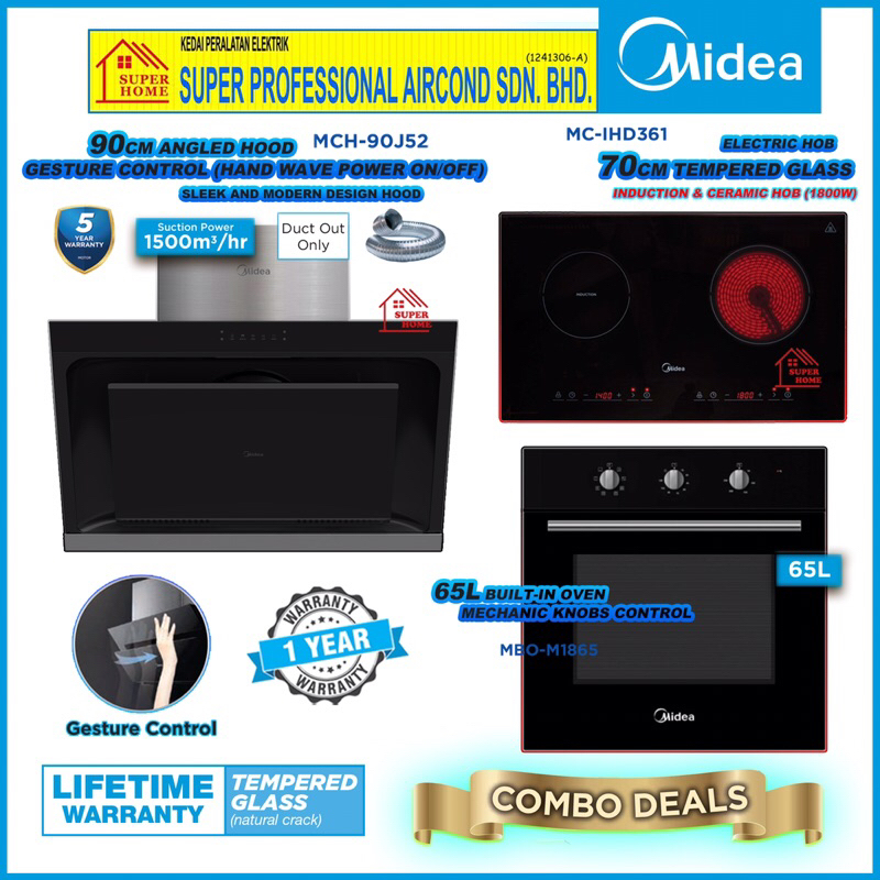 Midea Cooker Hood MCH 90J52 Midea Built In Induction Ceramic Hob MC