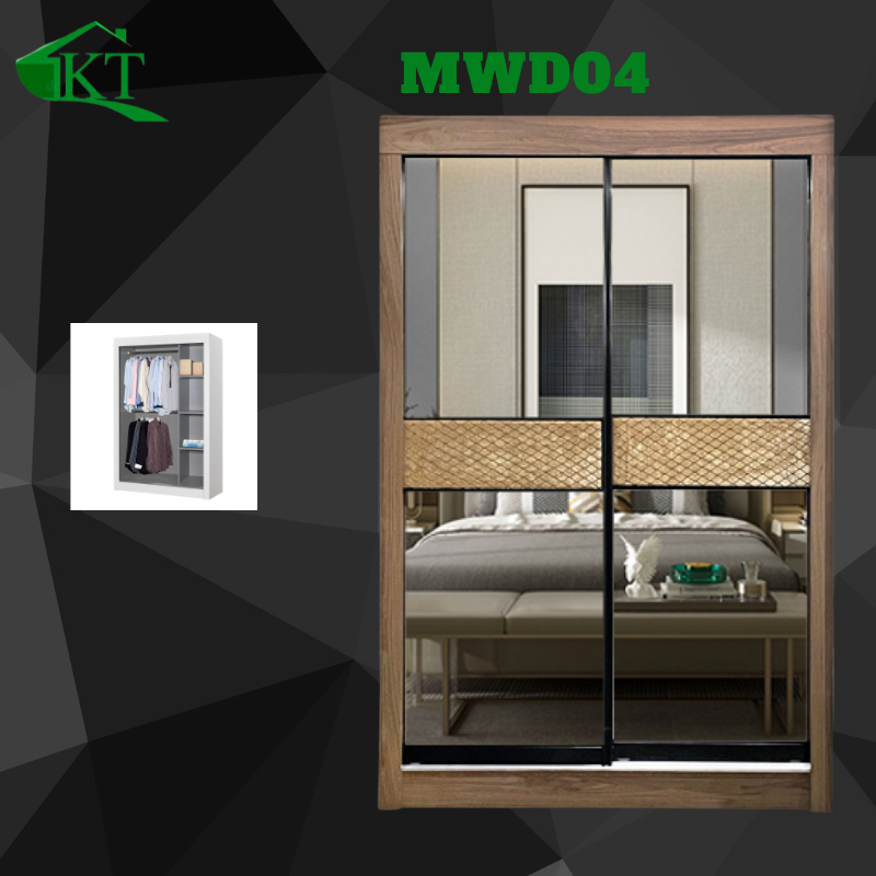 KT Sliding Doors Wardrobe Almari Baju Anti Jump Door 2 Sliding