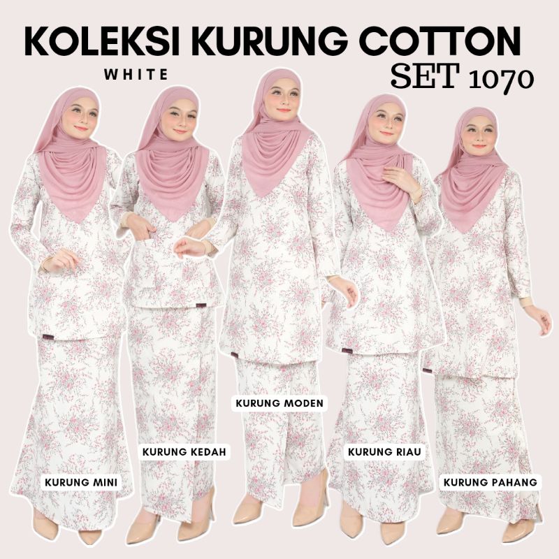 NEW 19 5 2023 WHITE 1070 Kurung Cotton Eksklusif Dhia Cotton