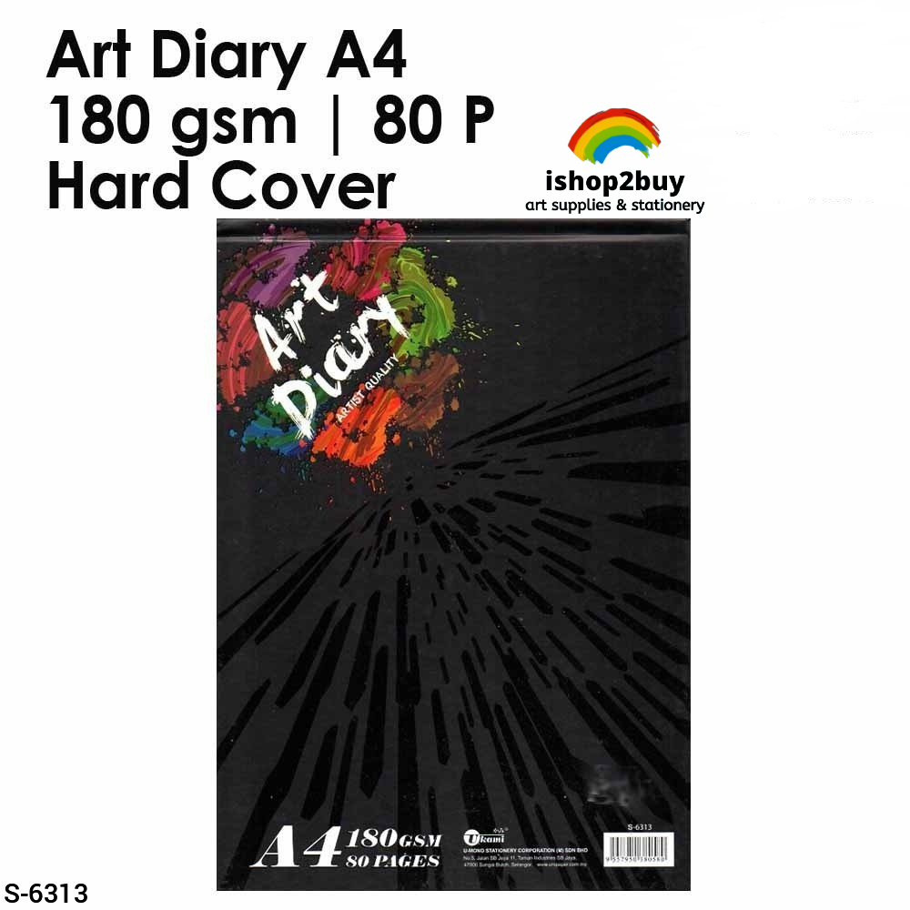 Sketch Book A4 Hard Cover Art Diary180gsm 80pages Kertas Lakaran Buku