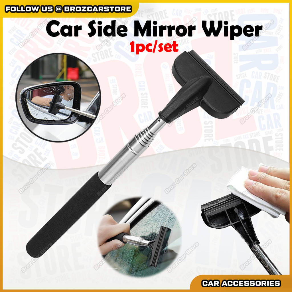 Car Side Mirror Retractable Wiper Squeegee Mini Size Glass Cleaning