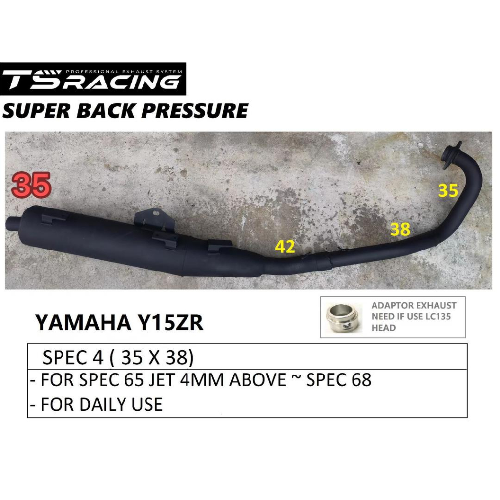 YAMAHA Y15ZR Y15 LC135 SYM VF3I Super Back Pressure Thru Pressure