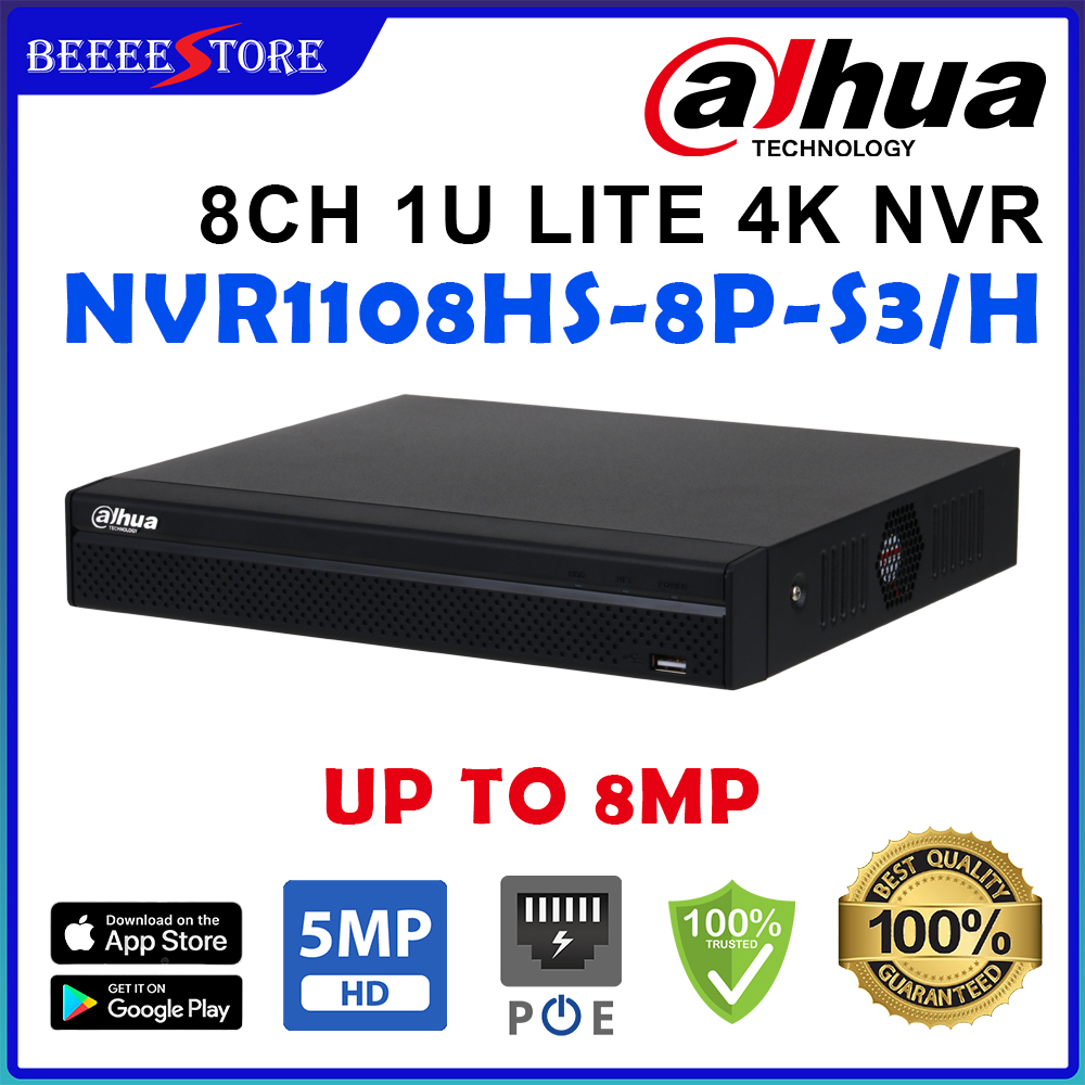 DAHUA 8 CHANNEL NVR1108HS 8P S3 H COMPACT 1U LITE 4K NVR NETWORK