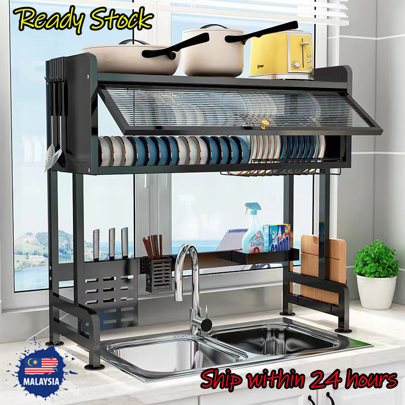 Stainless Steel Kitchen Dish Shelf Rack With Cabinet Organizer Set Rak