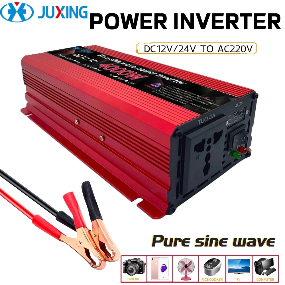 JUXING 4000W Pure Sine Wave Car Power Inverter DC12V To AC220V Power