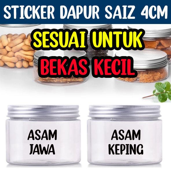 Label Sticker Transparent Waterproof Bekas Rempah Barang Dapur