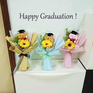 Teddy Bear Sunflower Soap Flower Graduation Convo Convocation Bouquet