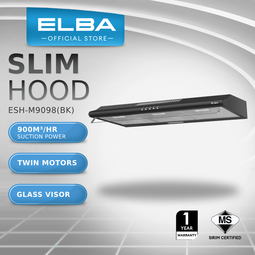 ELBA Slim Hood ESH M9098 BK Twin Motor Twin Blower Suction Power