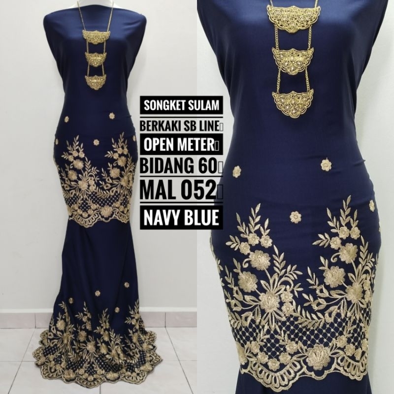 Kain Pasang Songket Sulam Biku Sb Line Cotton Bidang Open Meter