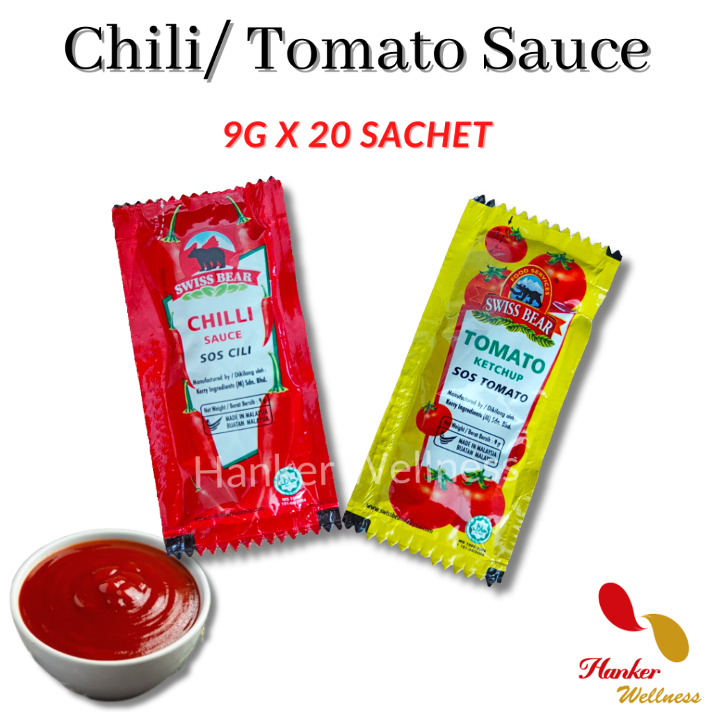 Swiss Bear Chili Sauce Tomato Sachet Sos Cili Paket Kecil 辣椒酱番茄酱小包 20 S