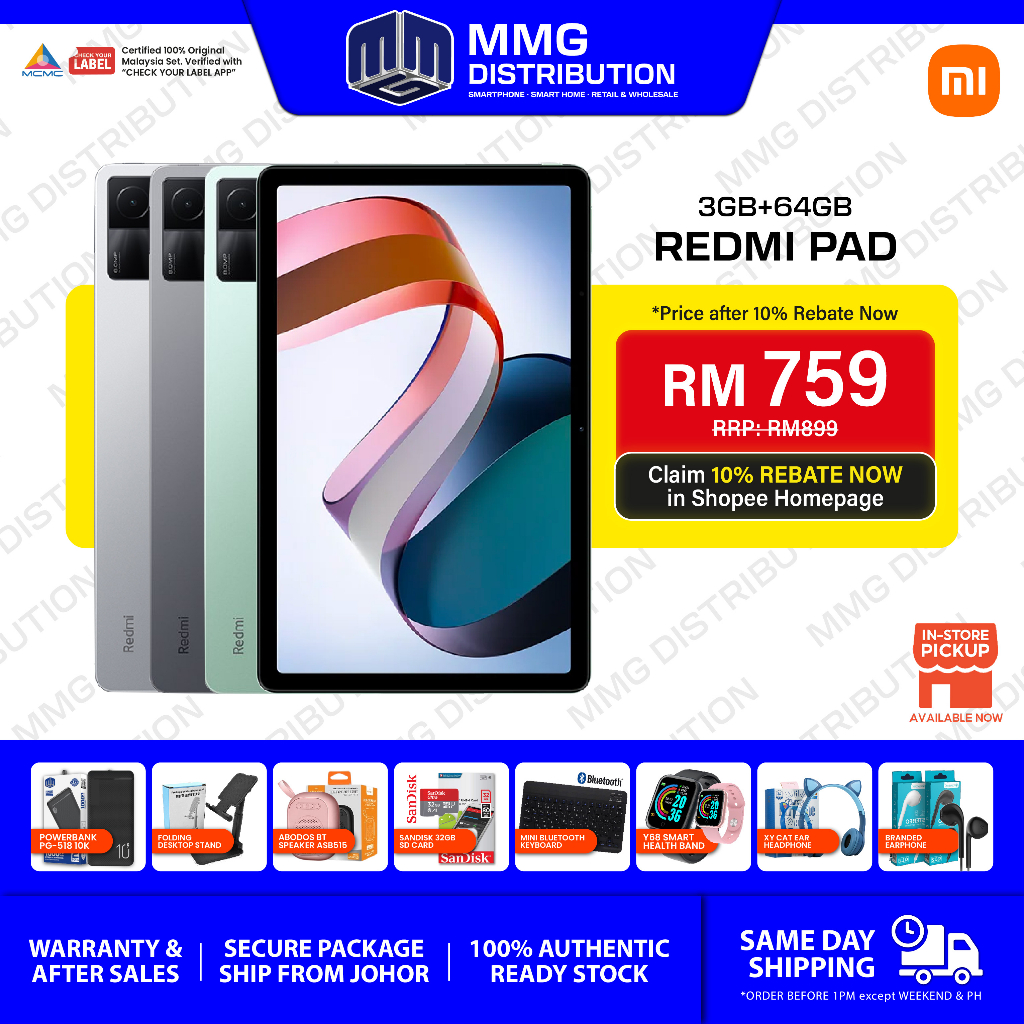 Redmi Pad 3GB 64GB 4GB 128GB READY STOCK Xiaomi WiFi Tablet