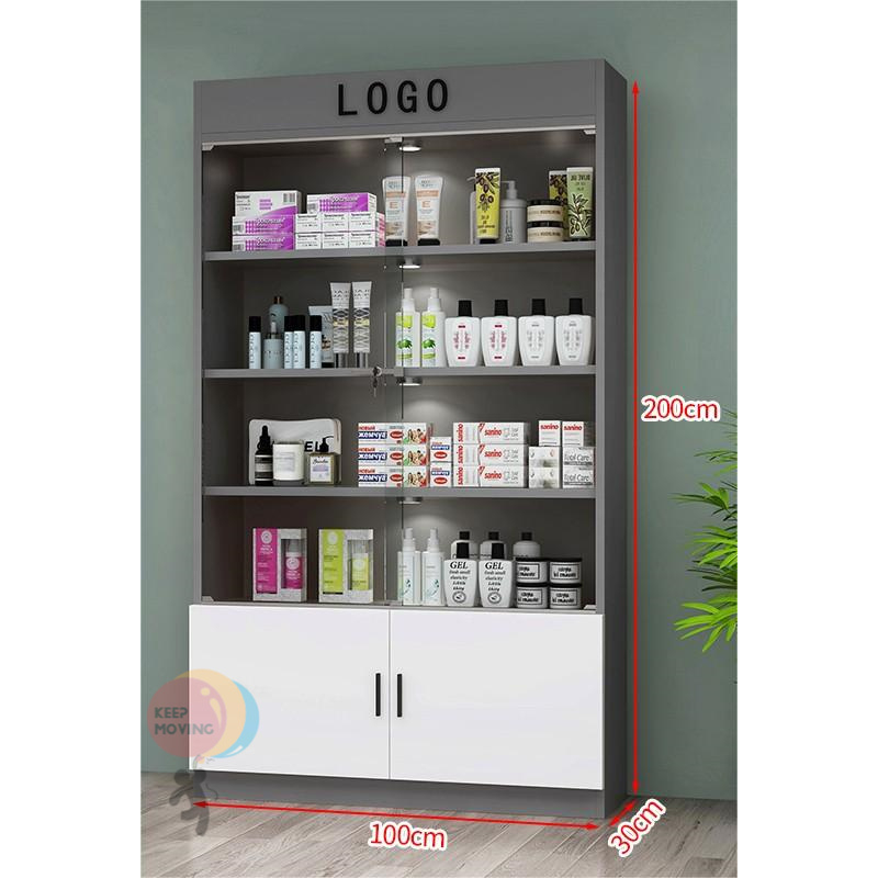 Display Rack Cabinet With Tempered Glass Key Lock Multi Function With