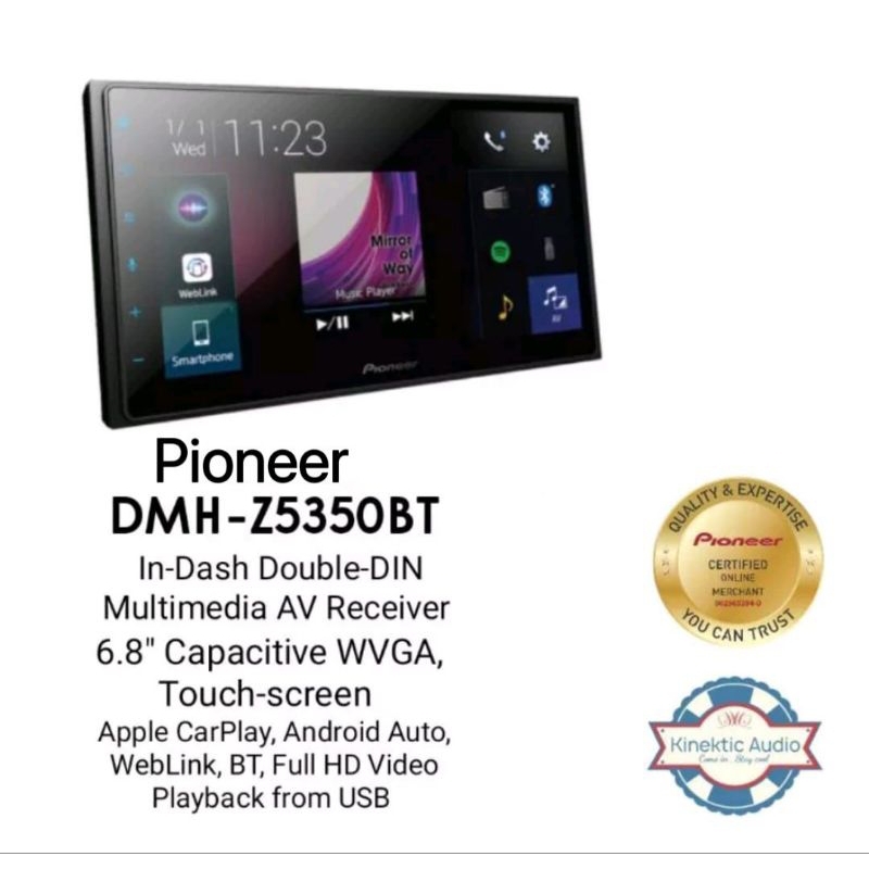 Pioneer DMH Z5350BT Capacitive Touch Screen Multimedia Player With