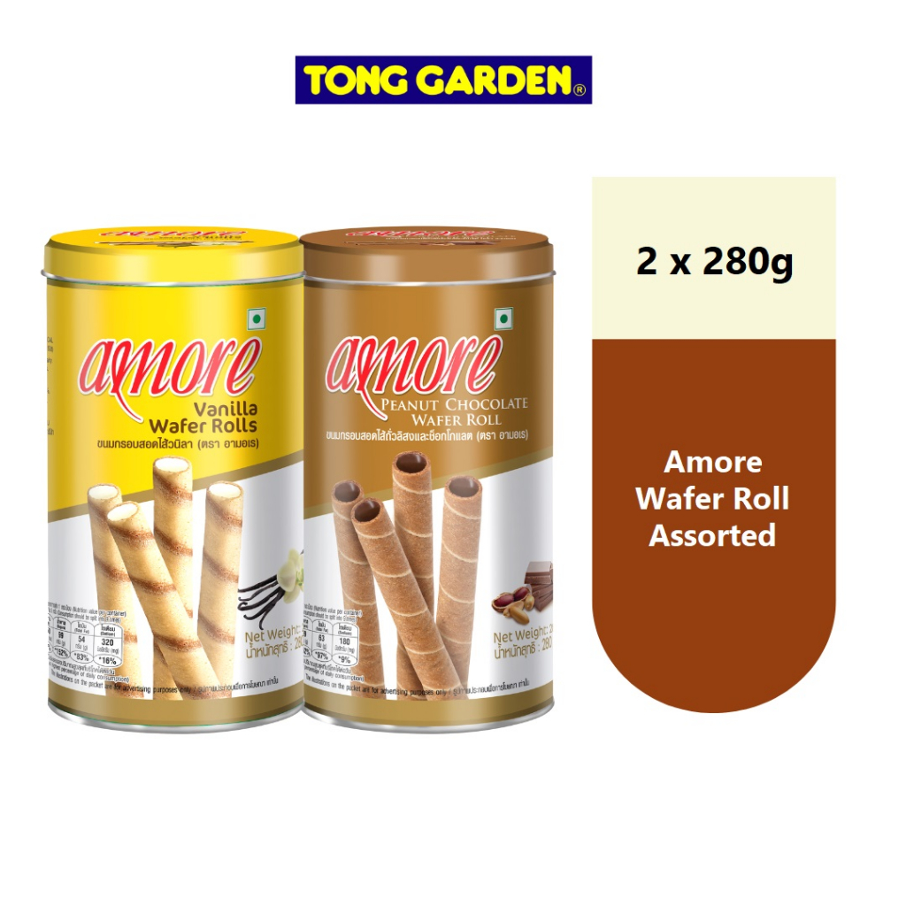 Tong Garden Amore Wafer Roll Peanut Choc Vanilla 280g Shopee Malaysia