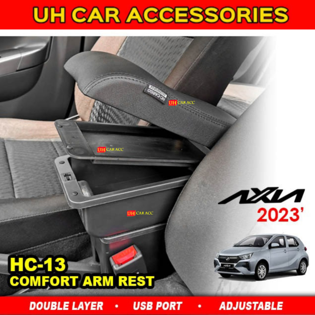 PERODUA AXIA 2023 A300 CAR ARM REST COMFORT ADJUSTABLE CONSOLE BOX