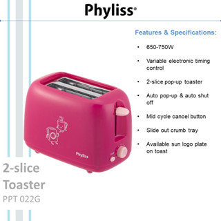 PHYLISS 2 Slice Pop Up Toaster PPT 022G V2 Shopee Malaysia