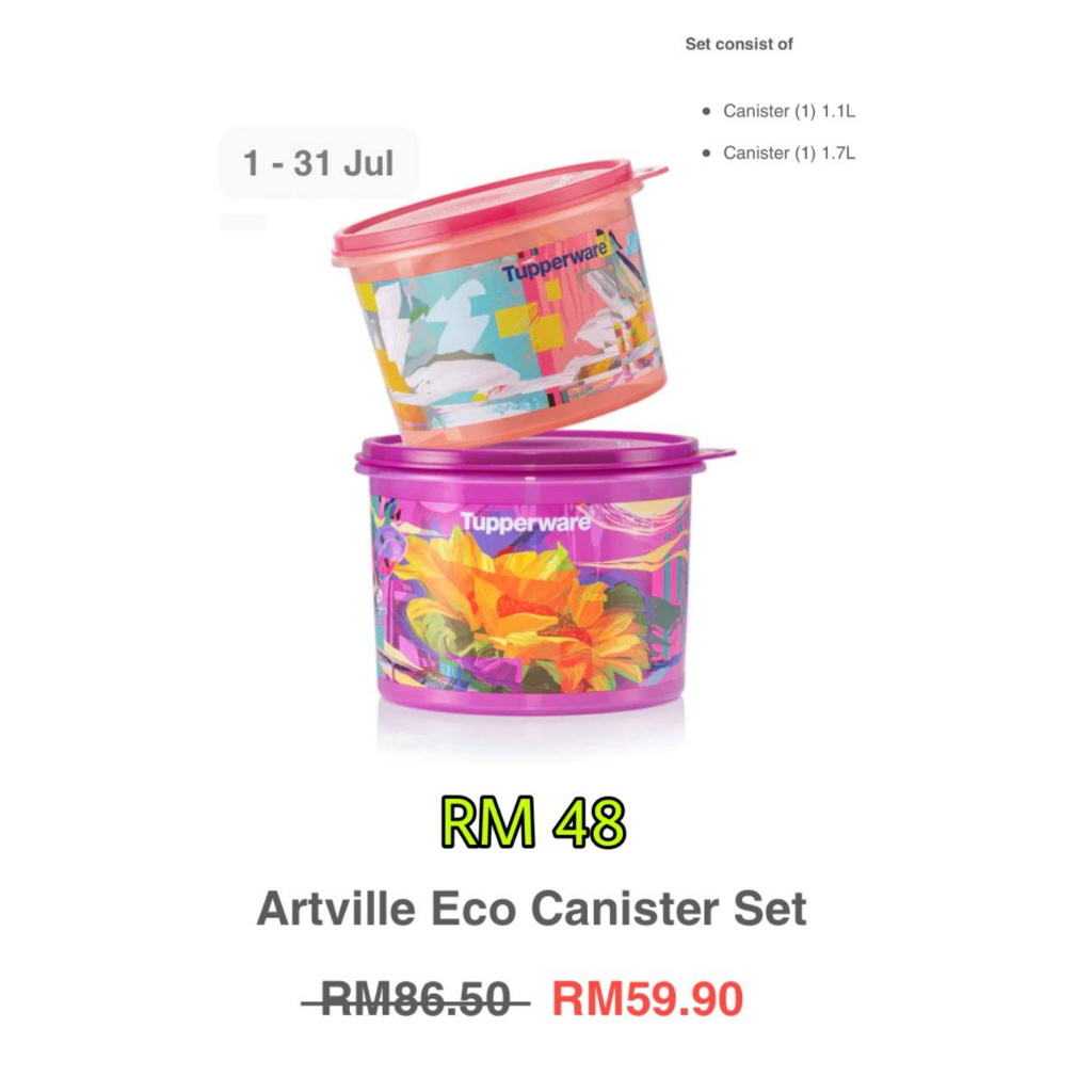 Artville Eco Canister Set Tupperware Batik Shopee Malaysia