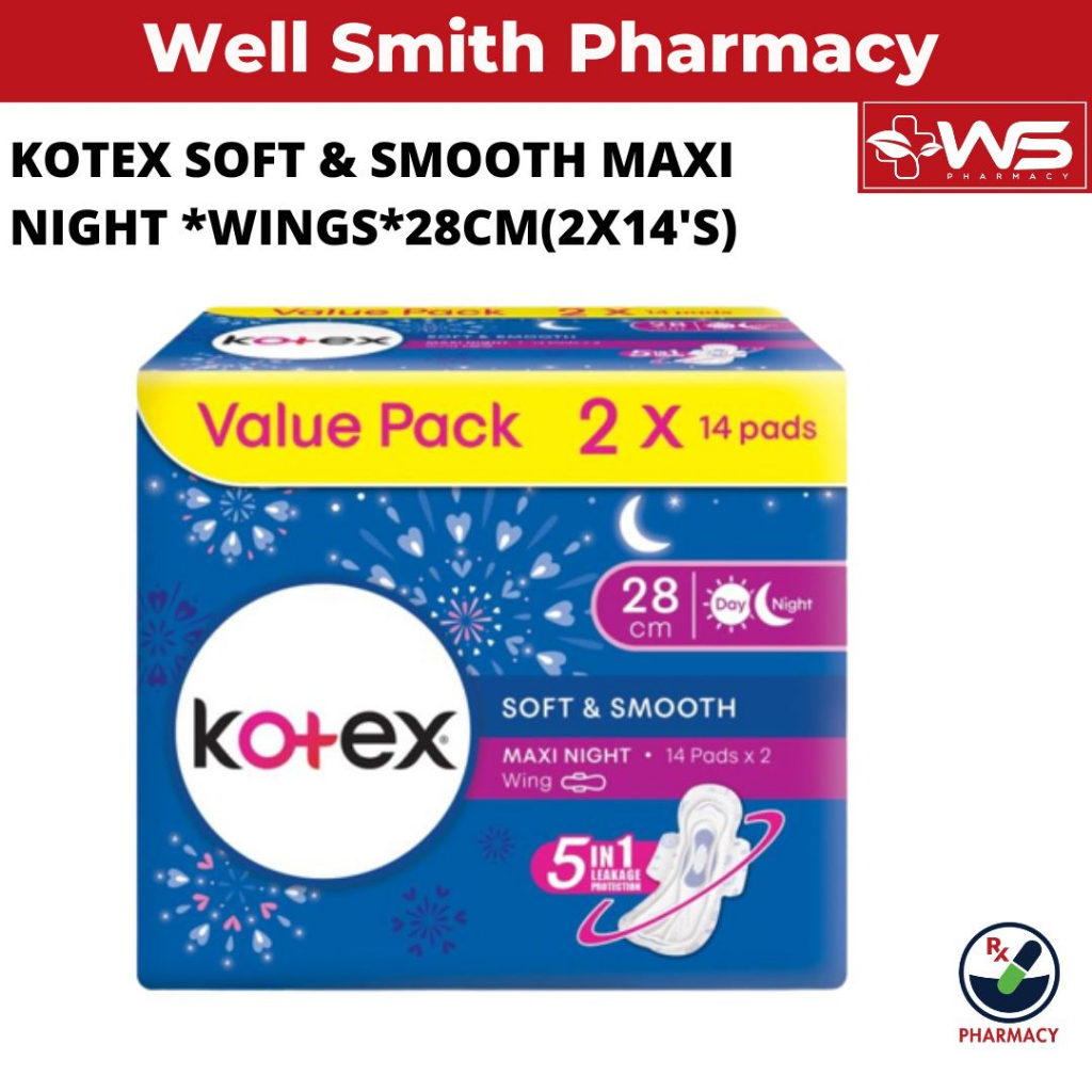 KOTEX SOFT SMOOTH MAXI NIGHT WINGS 28CM 2X14 S Shopee Malaysia