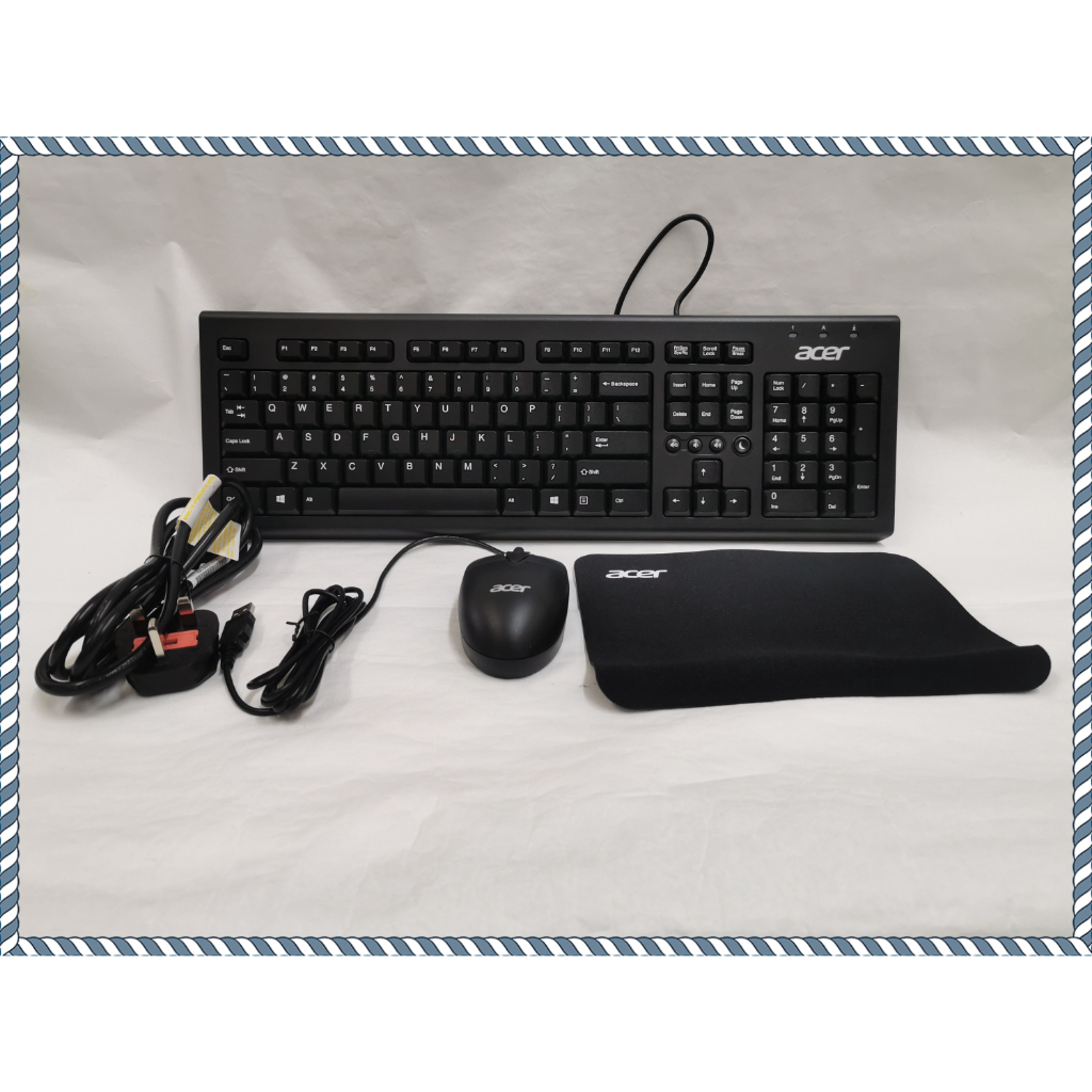 Acer Wired USB Mouse And Keyboard Black Color Original Set From CPU