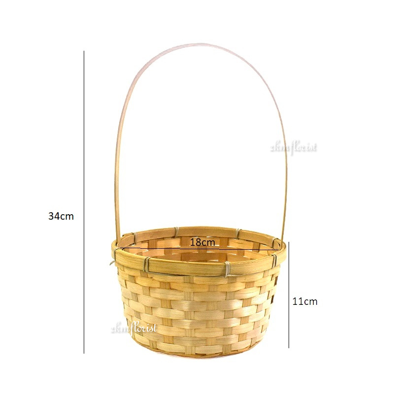 BASKET FRUIT With Handle Hamper Rattan Basket Bakul Rotan Buluh