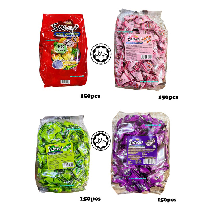 Lot 100 Sour Assorted Flavoured Gummy 580g Halal Shopee Malaysia