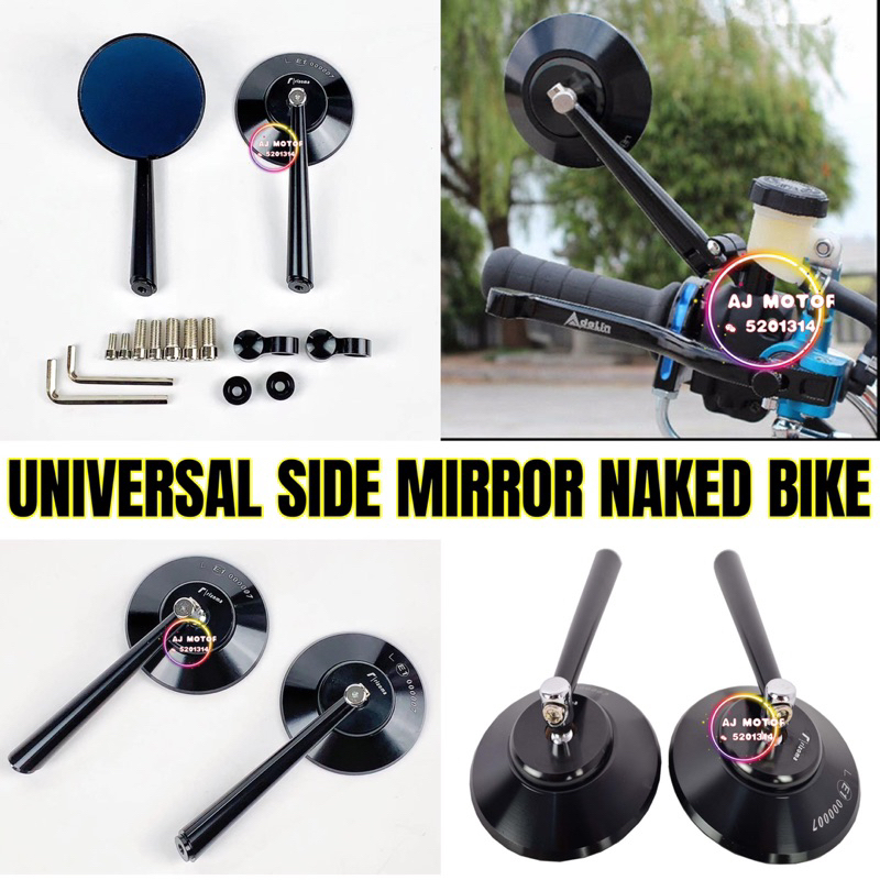 UNIVERSAL FOR ALL NAKED BIKE 1SET SIDE MIRROR FULL ALUMINIUM ALLOY