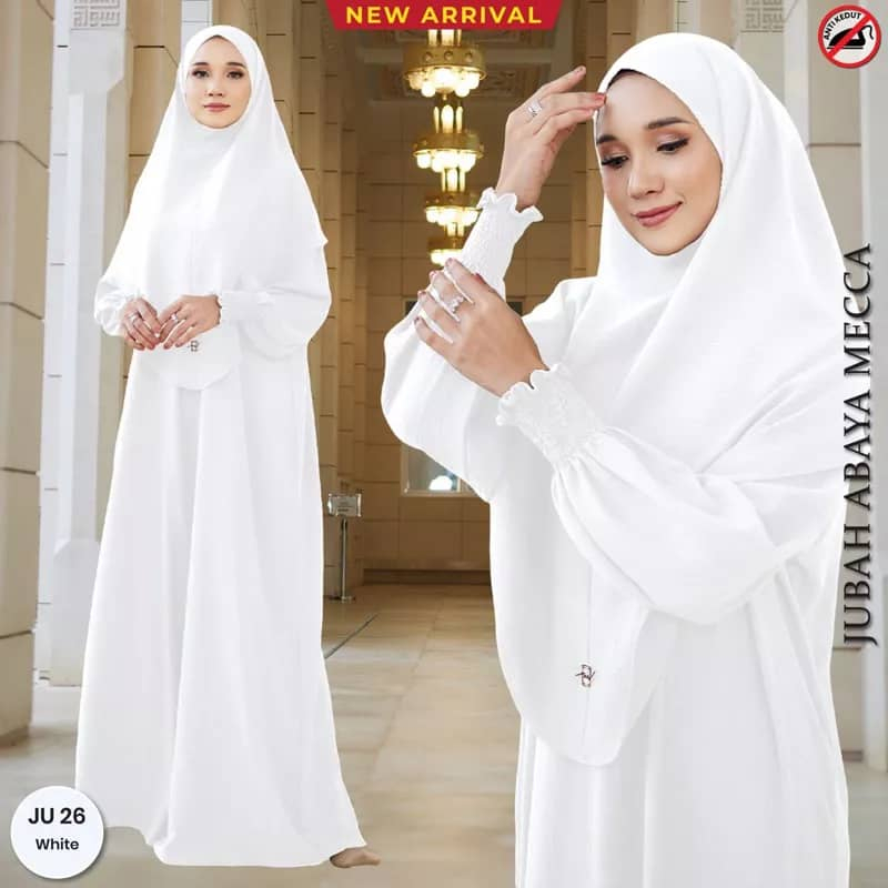 Jubah Abaya Mekah Ironless Muslimah Full Tudung Sedondon Mesra Umrah