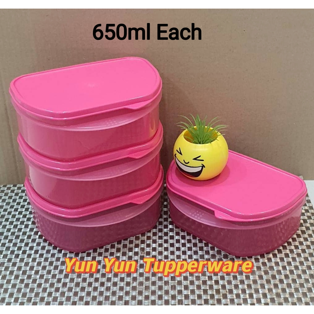 Tupperware Half Fridge Stackable Set 2 PCS 4 PCS 650ml Pink