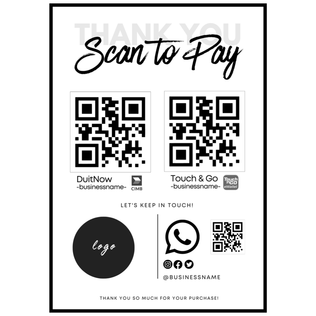 Scan To Pay Template Qr Code Sign Touch Go Duitnow Qr Code Digital