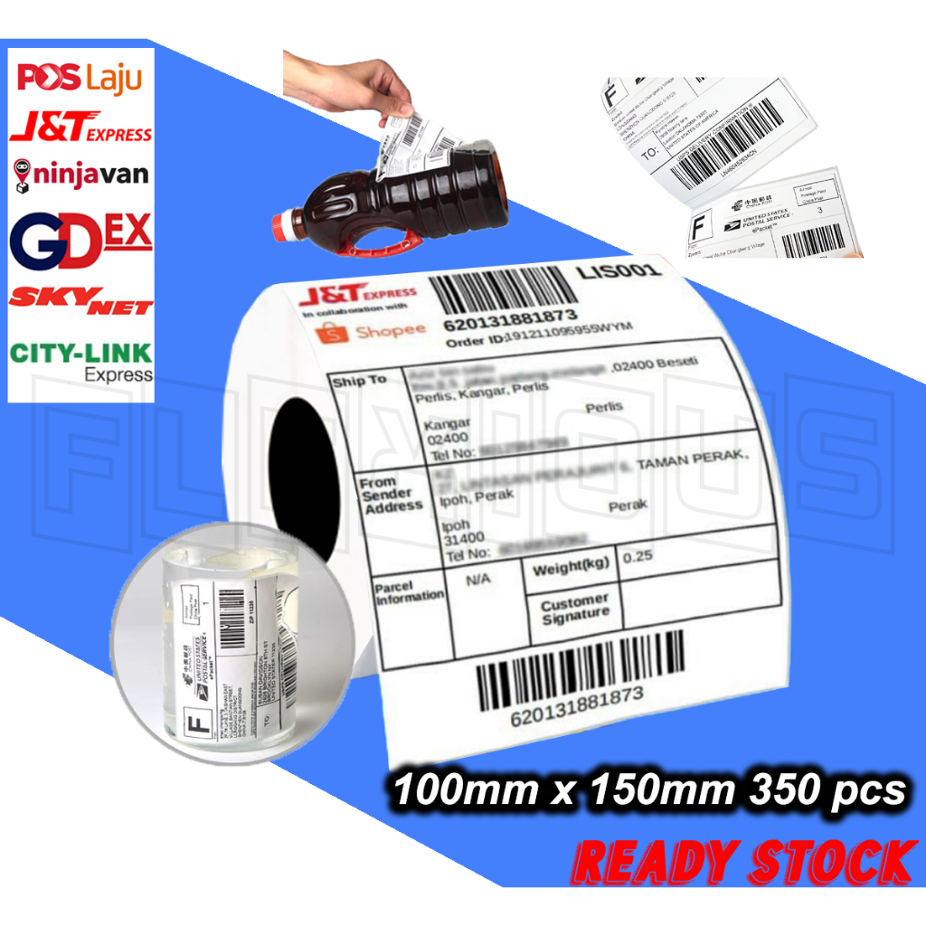 A6 Thermal Sticker Thermal Paper Waybill Shipping Label Paper 100 150mm