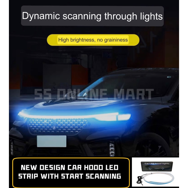 Start Scanning Car Hood Led Daytime Running Decorative Lights Drl With