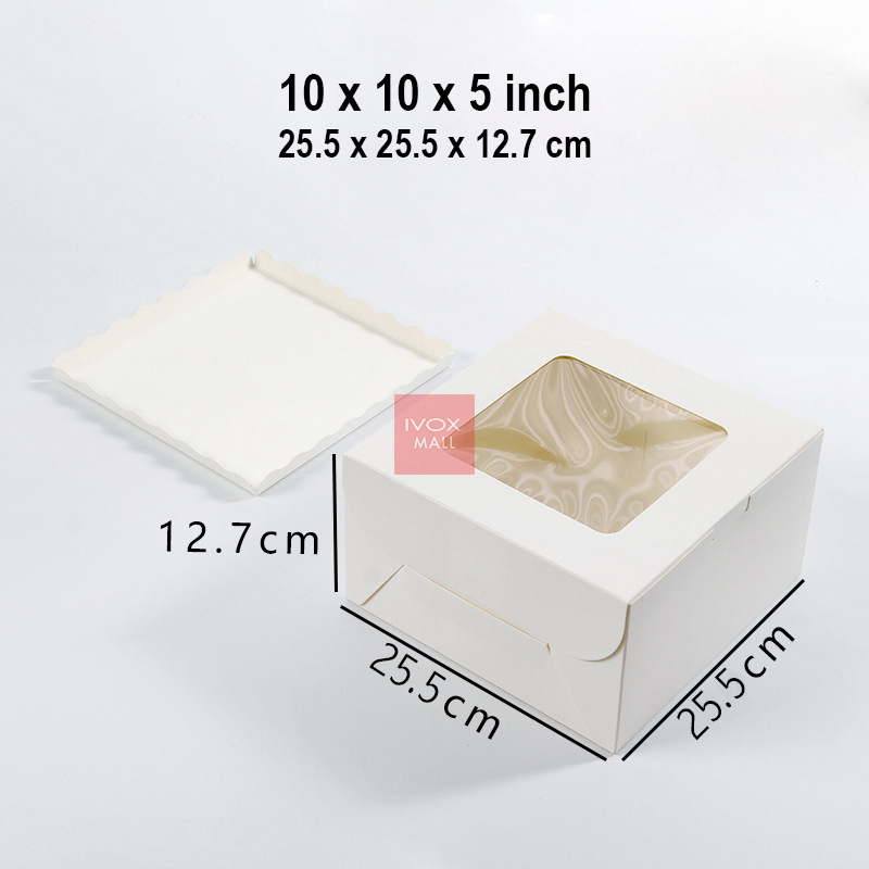 White Window Cake Box Food Grade Pastry Box Kotak Kek Dessert Cookies