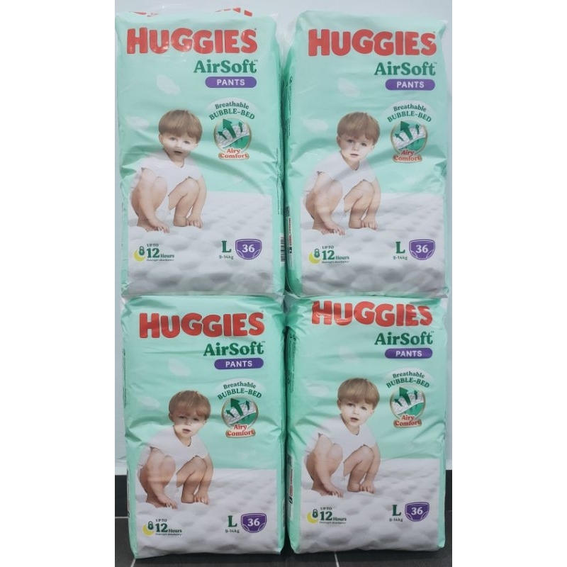 HUGGIES AirSoft Pants L 36 4Packs 9 14kg Shopee Malaysia