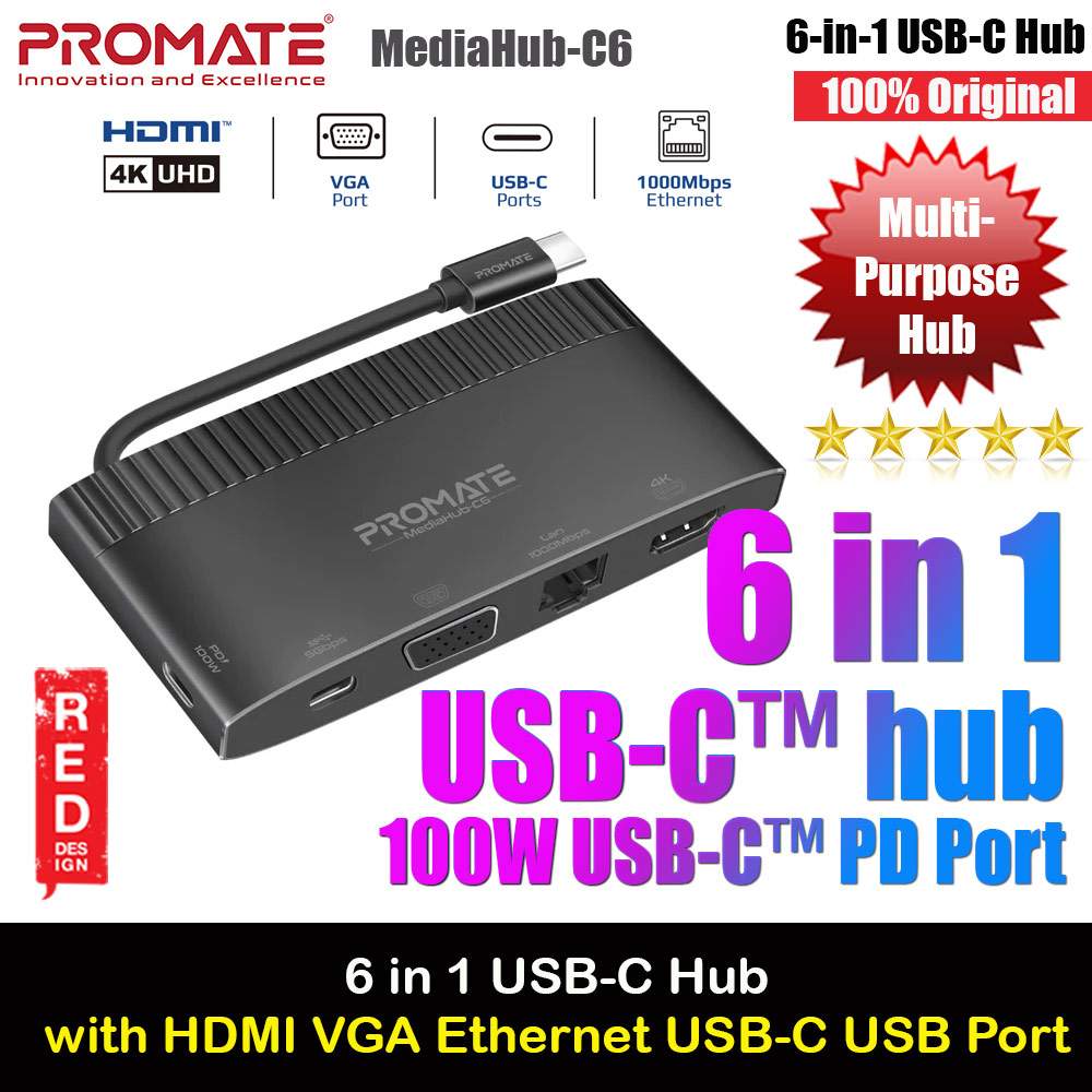 Promate Type C Usb C Hub Sync Charge Adapter K Hdmi P Vga