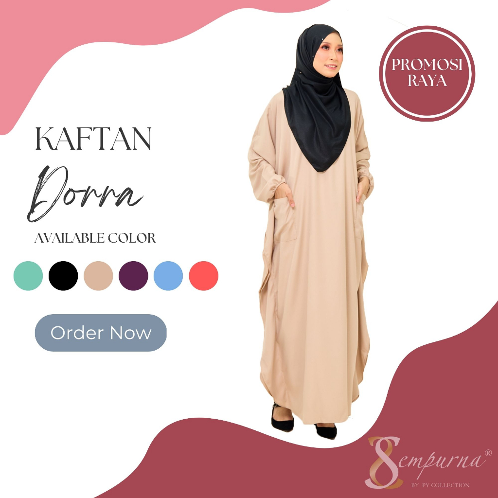 Kaftan Dorra Warna Nude Premium Como Crepe Kaftans Jubah Muslimah