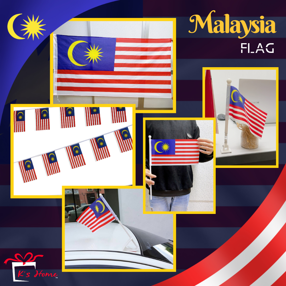 Bendera Malaysia Flag Polyester Banting Flag Pcs Hand Flag Size