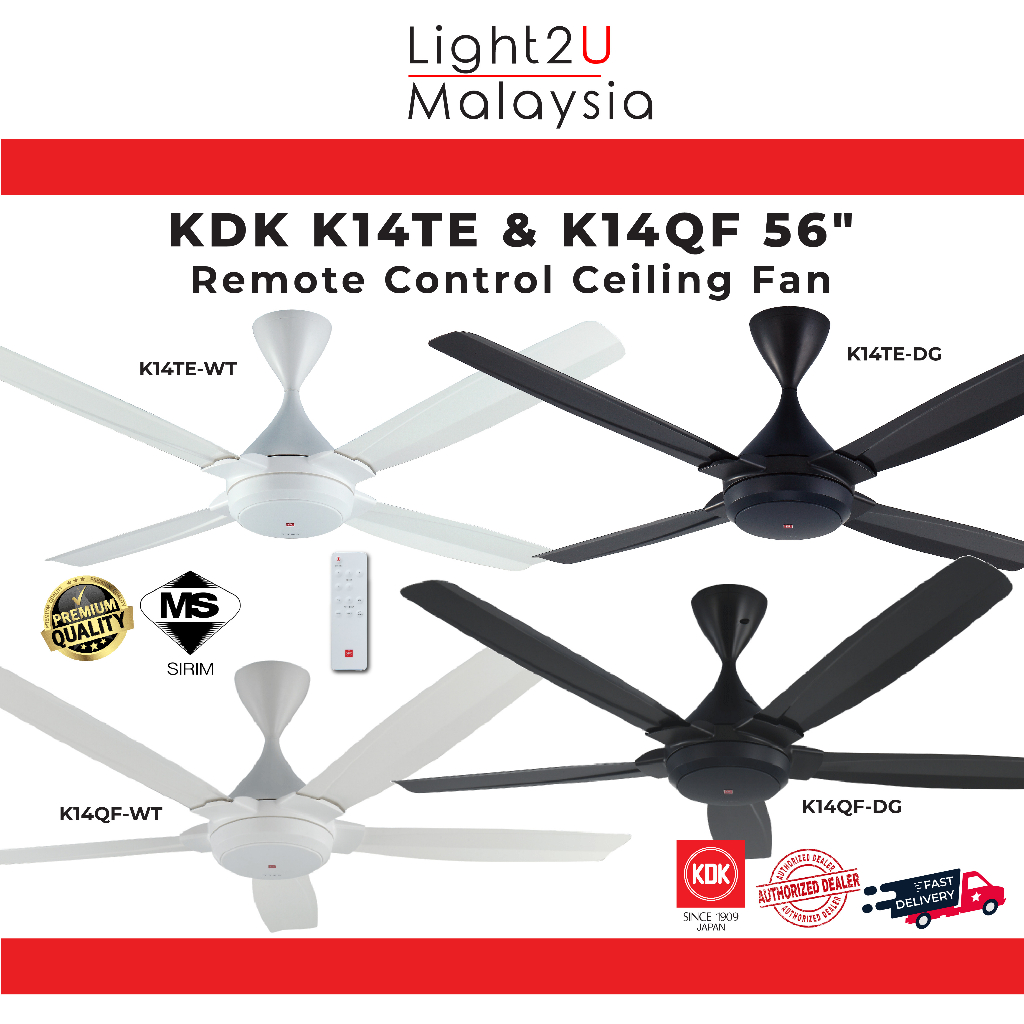 KDK K14TE K14QF 4 5 Blade 56 Remote Control Ceiling Fan Dark Grey