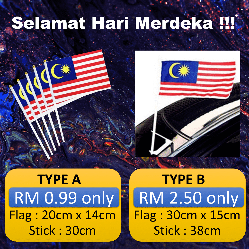 Hand Flag Car Flag Pole Flag Malaysia Polyster Bendera Tangan