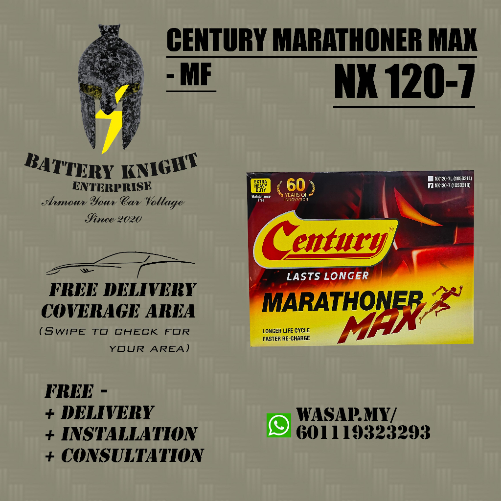 Nx Nx L Century Marathoner Max Mf Bateri Kereta Car Battery