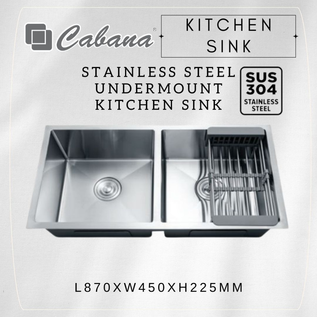 Cabana Undermount Double Kitchen Sink X Stainless Steel